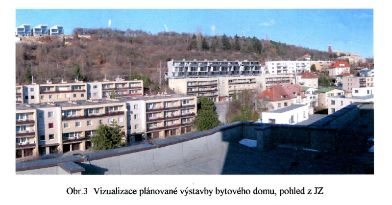 Bytový dům Pod stadiony - pohled od jihozápadu